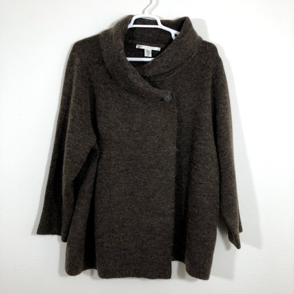 Max Studio Plus Brown One Button Cardigan FB11